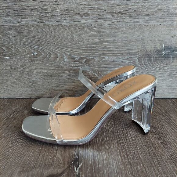 WOMEN'S XOXO VERENA DRESS SANDALS CLEAR SLIP ON HEELS 7.5 - Picture 4 of 10